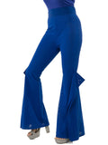 High Waist Flared Pants for Women – Slim Fit Ruffle Hem Stretch Trousers in Bright Blue