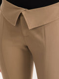 Women’s High-Waist Flared Dress Pants – Khaki Split Hem Slim Fit Trousers