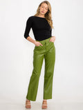Women’s High-Waist Faux Leather Straight Pants｜Elegant Slim Fit Long Trousers｜Chic Versatile Office & Casual Wear