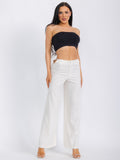 Women’s High-Waist White Wide-Leg Pants – Flowy Dress Pants with Elastic Waist