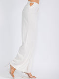 Women’s High-Waist White Wide-Leg Pants – Flowy Dress Pants with Elastic Waist