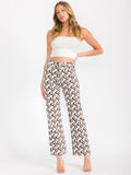 Women’s Geometric Print Wide-Leg Pants – High-Waist Elastic Waist, Lightweight Flowing Trousers