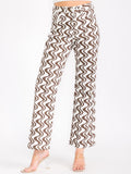 Women’s Geometric Print Wide-Leg Pants – High-Waist Elastic Waist, Lightweight Flowing Trousers