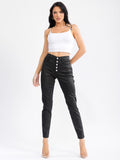 omen’s High-Waist Faux Leather Pants｜Slim Fit Bodycon Trousers｜Chic Stretchy Long Pants for Party & Daily Wear