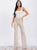 High Waist Knitted Flare Pants – Slim Fit Stretch Lounge Trousers