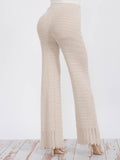 High Waist Knitted Flare Pants – Slim Fit Stretch Lounge Trousers