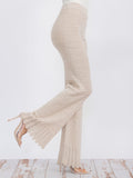 High Waist Knitted Flare Pants – Slim Fit Stretch Lounge Trousers