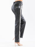 High Waist Faux Leather Pants for Women – Shiny Straight Leg Slim Fit Trousers