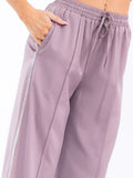 Women’s High-Waist Loose Wide-Leg Pants – Light Purple Flowing Long Trousers