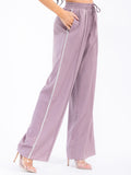 Women’s High-Waist Loose Wide-Leg Pants – Light Purple Flowing Long Trousers