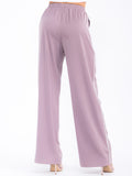 Women’s High-Waist Loose Wide-Leg Pants – Light Purple Flowing Long Trousers