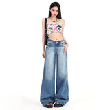New American Retro Washed Loose Straight Jeans Women'S Versatile Drape Floor-Mopping Wide Leg Pants