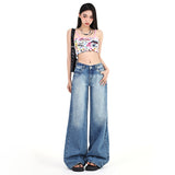 New American Retro Washed Loose Straight Jeans Women'S Versatile Drape Floor-Mopping Wide Leg Pants