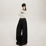 Women’s High-Waist Wide-Leg Pants – Black Loose Fit Streetwear Trousers