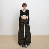 Women’s High-Waist Camo Wide-Leg Pants – Street Style Loose Fit Casual Trousers, Trendy Urban Autumn/Winter Look