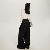 Women’s High-Waist Wide-Leg Pants – Black Loose Fit Streetwear Trousers