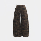 Women’s High-Waist Camo Wide-Leg Pants – Street Style Loose Fit Casual Trousers, Trendy Urban Autumn/Winter Look