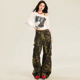 Women’s High-Waist Printed Wide-Leg Pants – Loose Street Style Casual Trousers, Artistic Pattern Slimming Long Pants