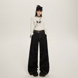Women’s High-Waist Wide-Leg Pants – Black Loose Fit Streetwear Trousers
