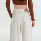 High-Waist White Wide-Leg Pants for Women – Loose Fit Elegant Straight Trousers, Casual Chic Slimming Long Pants