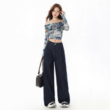 Women’s High-Waist Wide-Leg Trousers – White Elegant Loose Fit Floor-Length Pants