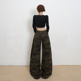 Women’s High-Waist Camo Wide-Leg Pants – Street Style Loose Fit Casual Trousers, Trendy Urban Autumn/Winter Look