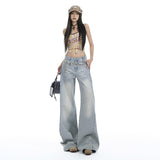Women’s High-Waist Loose Fit Jeans – Light Grey Blue Baggy Streetwear Wide-Leg Pants