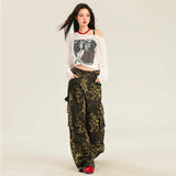 Women’s High-Waist Printed Wide-Leg Pants – Loose Street Style Casual Trousers, Artistic Pattern Slimming Long Pants
