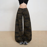 Women’s High-Waist Camo Wide-Leg Pants – Street Style Loose Fit Casual Trousers, Trendy Urban Autumn/Winter Look