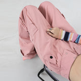 Women’s High-Waist Pink Cargo Wide-Leg Pants – Loose Street Style Utility Trousers, Trendy Relaxed Fit for Spring & Autumn