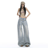Women’s High-Waist Loose Fit Jeans – Light Grey Blue Baggy Streetwear Wide-Leg Pants