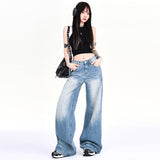 Women’s High-Waist Vintage Wide-Leg Jeans – Light Blue Loose Fit Street Style Trousers