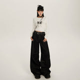Women’s High-Waist Wide-Leg Pants – Black Loose Fit Streetwear Trousers