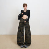 Women’s High-Waist Camo Wide-Leg Pants – Street Style Loose Fit Casual Trousers, Trendy Urban Autumn/Winter Look
