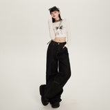 Women’s High-Waist Wide-Leg Pants – Black Loose Fit Streetwear Trousers
