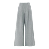 High-Waist Gray Wide-Leg Pants for Women – Loose Fit Straight Trousers, Elegant Casual Office Long Pants