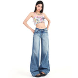 New American Retro Washed Loose Straight Jeans Women'S Versatile Drape Floor-Mopping Wide Leg Pants