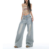 Women’s High-Waist Loose Fit Jeans – Light Grey Blue Baggy Streetwear Wide-Leg Pants